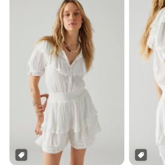 Urban Outfitters‎ White Ruffle Romper. Size L (984M) - Picture 1 of 12